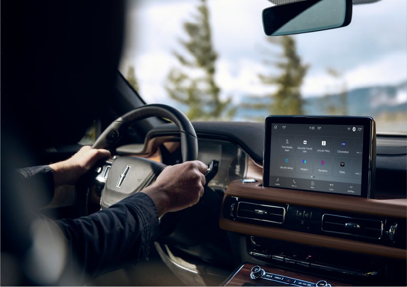 The Lincoln+Alexa app screen is displayed in the center screen of a 2023 Lincoln Aviator® Grand Touring SUV | George Ballentine Lincoln in Greenwood SC