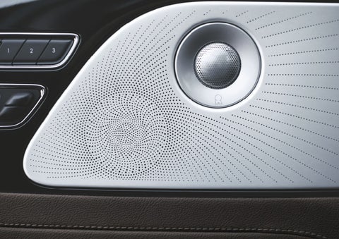 Two speakers of the available audio system are shown in a 2024 Lincoln Aviator® SUV | George Ballentine Lincoln in Greenwood SC