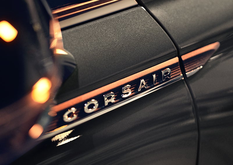 The stylish chrome badge reading “CORSAIR” is shown on the exterior of the vehicle. | George Ballentine Lincoln in Greenwood SC