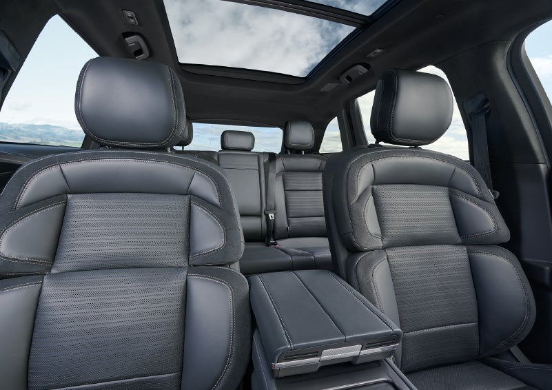 The spacious second row and available panoramic Vista Roof® is shown. | George Ballentine Lincoln in Greenwood SC